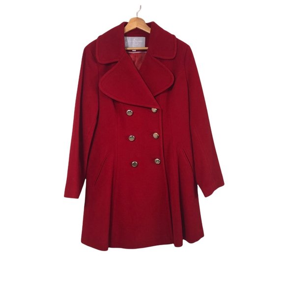 Jessica Simpson Red Wool Blend Swing Coat Double Breasted size XL